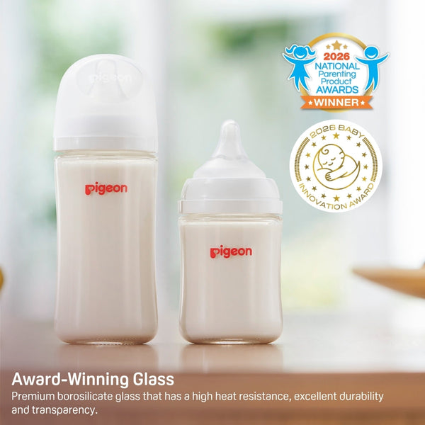 Glass Wide Neck Baby Bottle, 2Packs, 8.1 Oz(240 ml) for 3+ months
