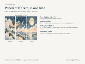 Watercolor Moonlit Flight Wall Mural, image 8