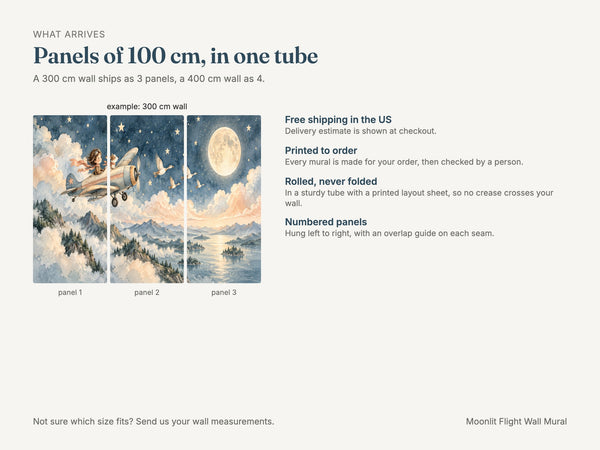 Watercolor Moonlit Flight Wall Mural, image 8