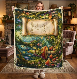 Personalized Enchanted Forest Throw Blanket | Once Upon a Time Custom Name | Magical Fairytale Gift