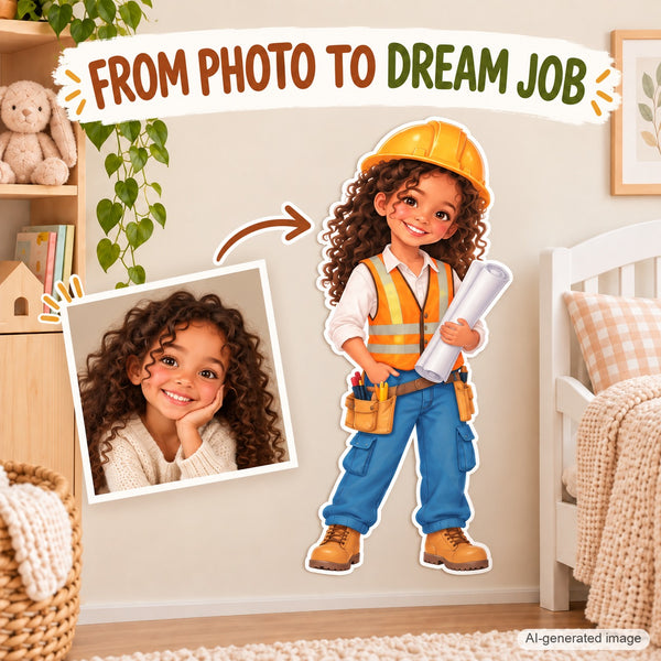 Personalized Engineer Wall Decal from Photo, Dream Job Sticker, image 3