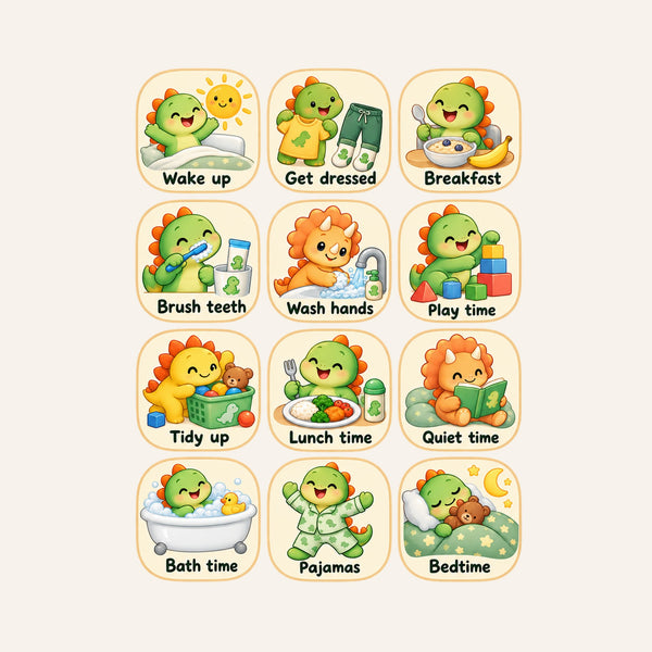 Dinosaur Daily Routine Wall Decals, Set of 12, image 3