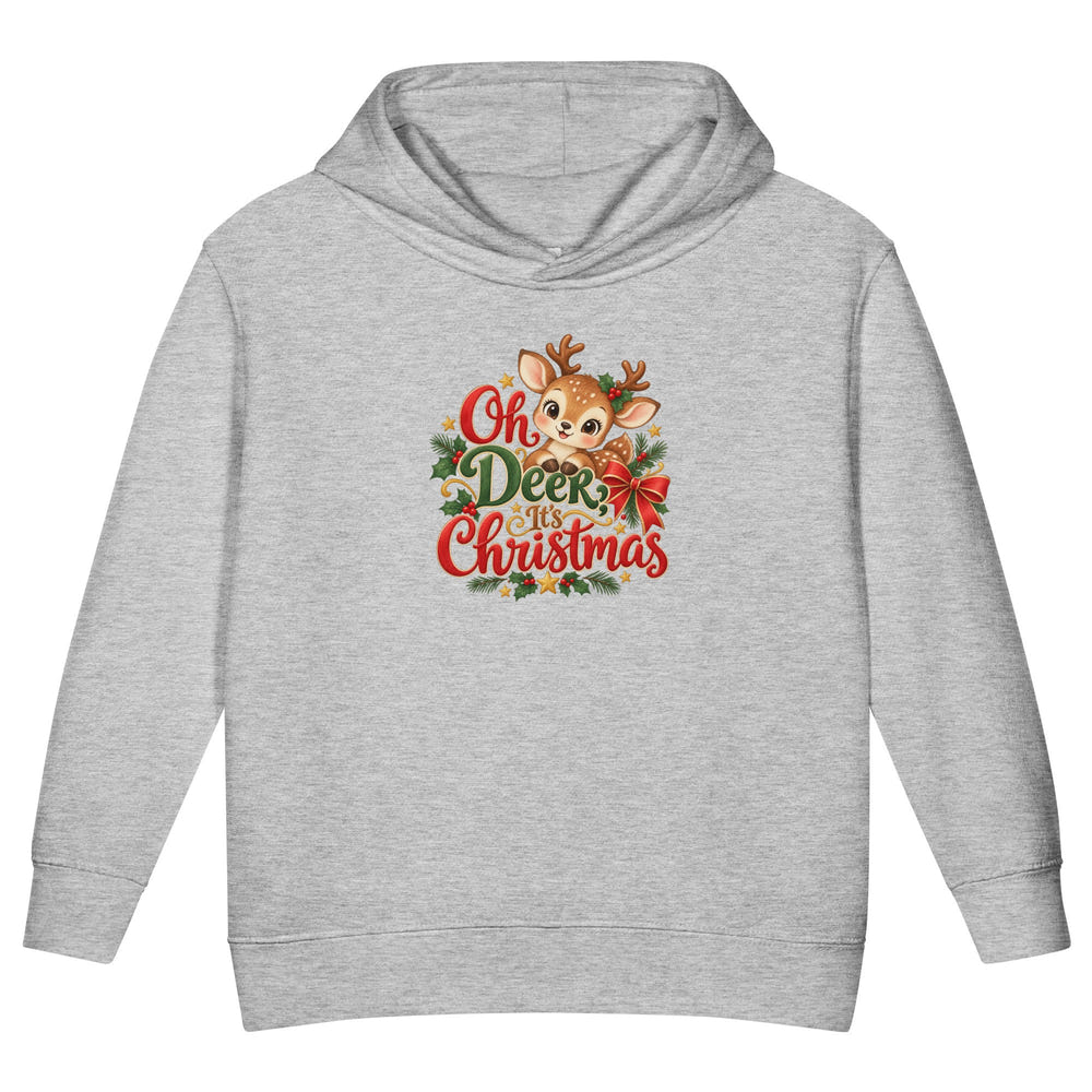 Oh Deer, It's Christmas toddler hoodie in white, front view