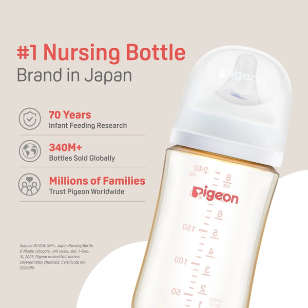 Pigeon PPSU Wide Neck Baby Bottle 8.1 oz 2 Pack 3+ months
