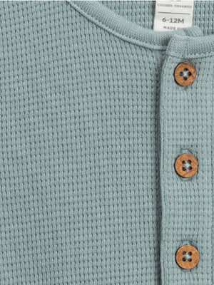 Wade Waffle Henley Romper - Ocean