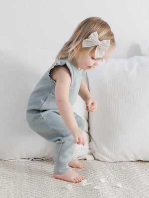 Maci Waffle Flutter Tank Romper - Ocean