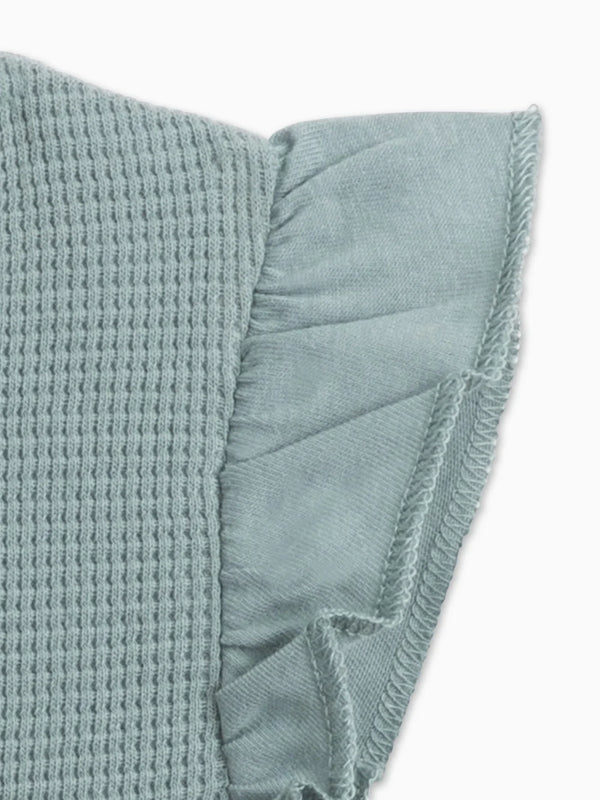 Maci Waffle Flutter Tank Romper - Ocean