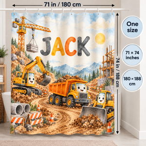 Construction Crew personalized shower curtain size 71 x 74 inches