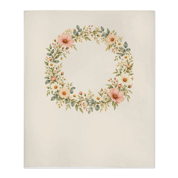 Personalize the Floral Monogram toddler minky blanket in cream with your baby's name