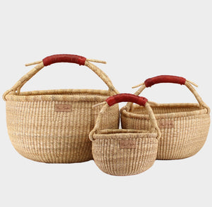 Cognac Handle<br>Large Market Basket
