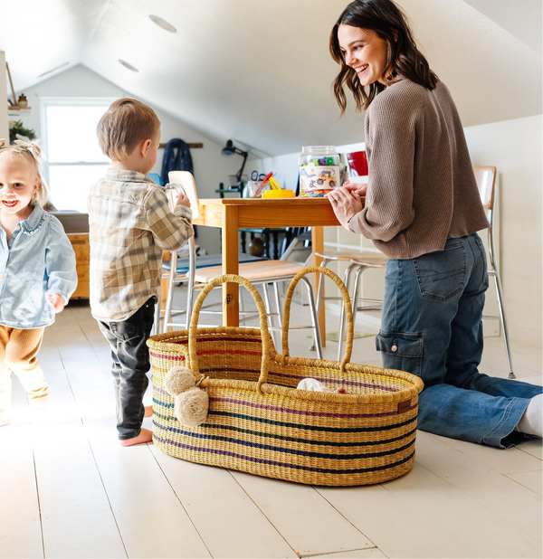 Rainbow<br> African Moses Basket<br>Vegan Handle