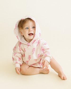 Hooded Bubble Romper | Pink Bolts