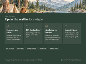 Watercolor Bear and Fox Campfire Camping Wall Mural, image 9