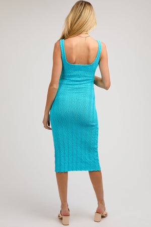 Aqua Wide Rib Knit Maternity Midi Dress