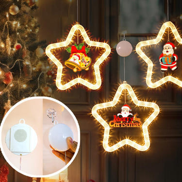 LED Christmas Star Pendant for window or door decor, perfect for creating a cozy holiday atmosphere in baby’s room.