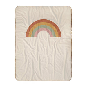 Personalize the Boho Rainbow sherpa baby blanket in cream with your baby's name