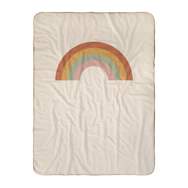 Personalize the Boho Rainbow sherpa baby blanket in cream with your baby's name