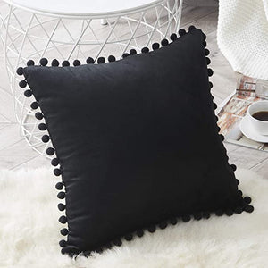 Velvet Pom Pom Cushion Covers