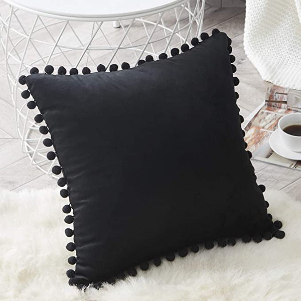 Velvet Pom Pom Cushion Covers