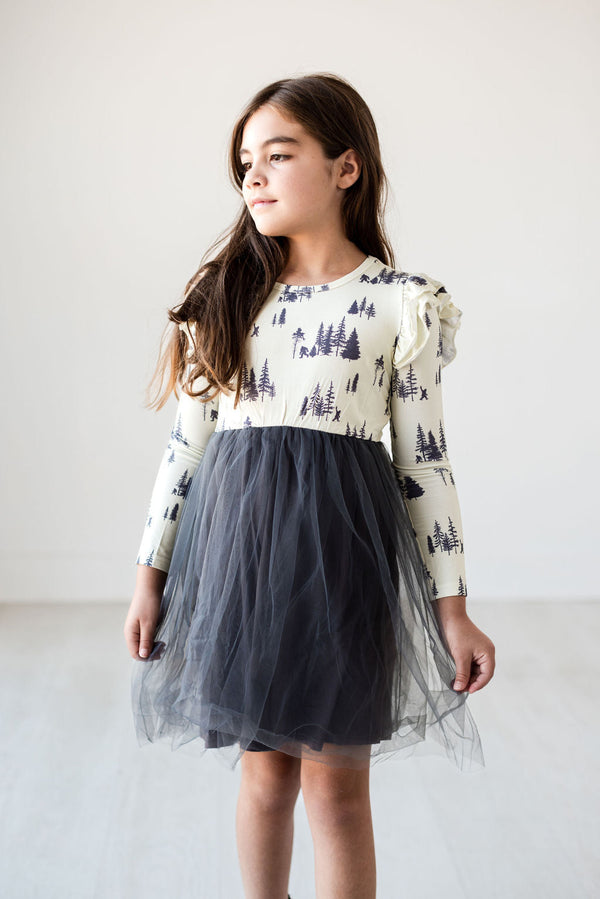 Long Sleeve Tulle Dress - Sasquatch