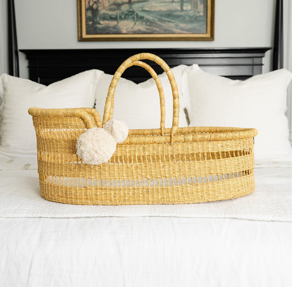 Modern Open Weave<br> African Moses Basket <br> Vegan Handle