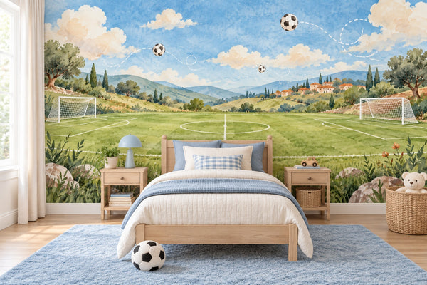 Watercolor Open Soccer Field Wall Mural, image 2