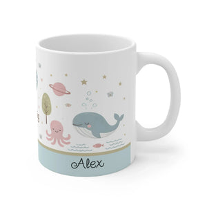 Dream Big Whale Octopus Heart Ocean Mug | Personalized Sea Name Gift