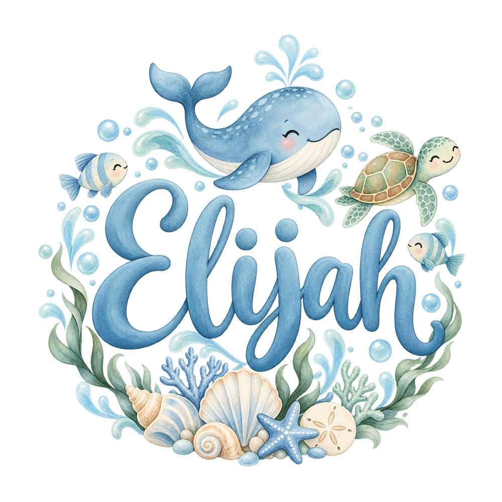 Personalised Ocean Whale Name Wall Decal, image 1