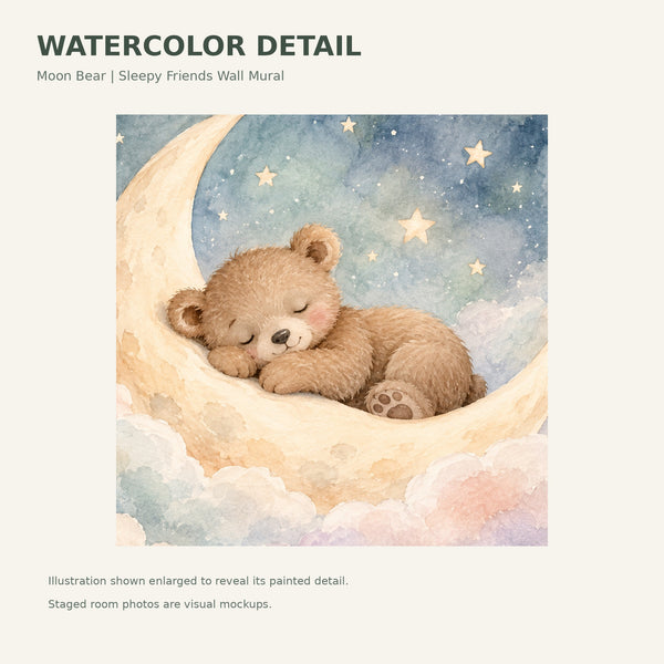 Watercolor Moon Bear Wall Mural, image 4
