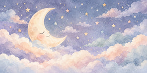 Watercolor Sleepy Moon Wall Mural, image 3