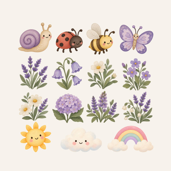 Lavender Garden Wall Decals, Set of 15, image 3