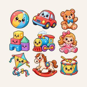 Cute Toys Wall Decals, Set of 9, First Words Stickers, image 3