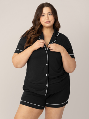 Clea Bamboo Short Sleeve Pajama Set | Black - MOOGCO Baby