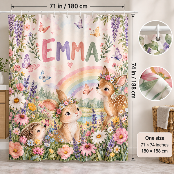 Rainbow Garden personalized shower curtain size 71 x 74 inches