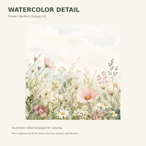 Watercolor Wild Cosmos Field Wall Mural, image 3