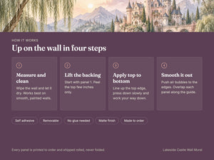 Watercolor Lakeside Castle Fairy Tale Wall Mural, image 9