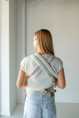 Monroe x Coco Gingham Cotton Baby Carrier for infants 7-35 lbs, stylish and comfortable, shown from angle 6.