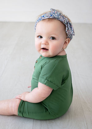 Henley Short Sleeve Romper - Watercress