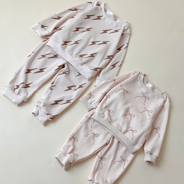 Waffle Printed Pants Set - MOOGCO Baby