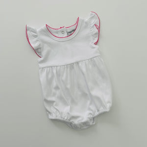 Knit Flutter Sleeve Bubble with Picot Trim