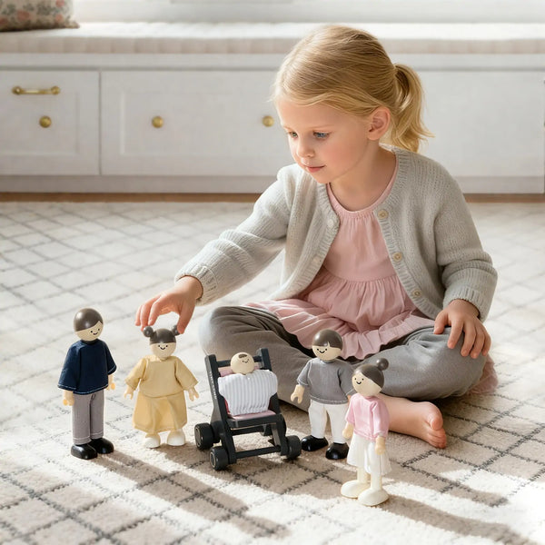 Sweet Family Gift Set: Black Dollhouse & Dollhouse Garage & Extra Dolls Set