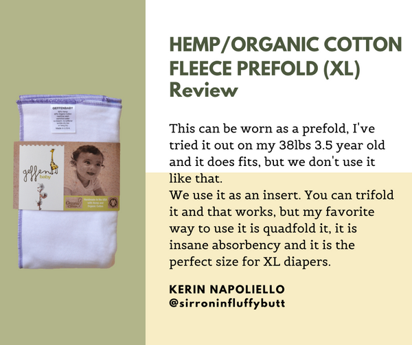 Cloth Diaper Prefolds | Fleece Hemp / Organic Cotton