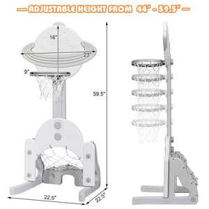 3 in 1 Height Adjustable Kids Basketball Hoop Set with Balls