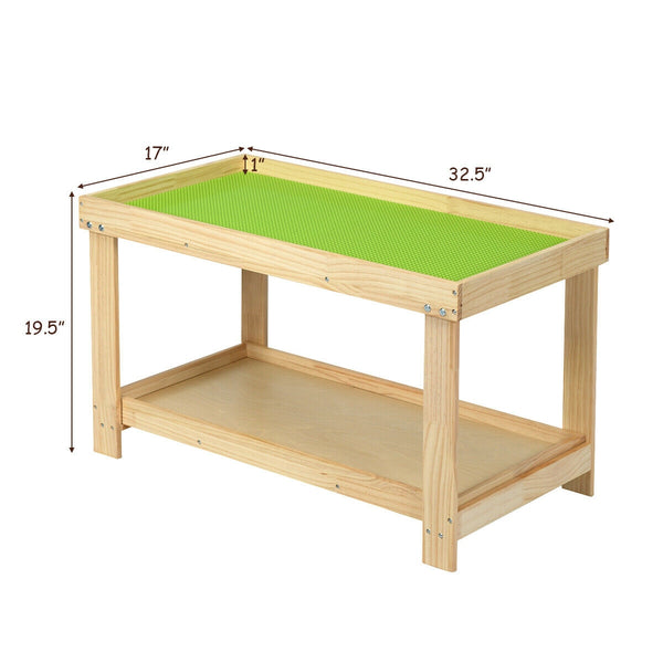 Solid multifunctional wood kids activity play table at angle 14, perfect for playtime and creative activities.