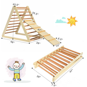 Foldable Wooden Climbing Triangle Indoor Home Climber Ladder for Toddlers & Kids