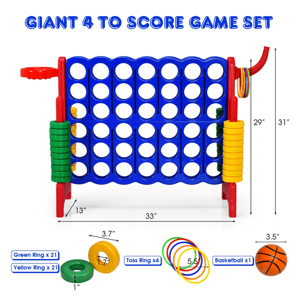 2.5Ft 4-to-Score Giant Game Set - Weather-Resistant for Kids - Outdoor Play