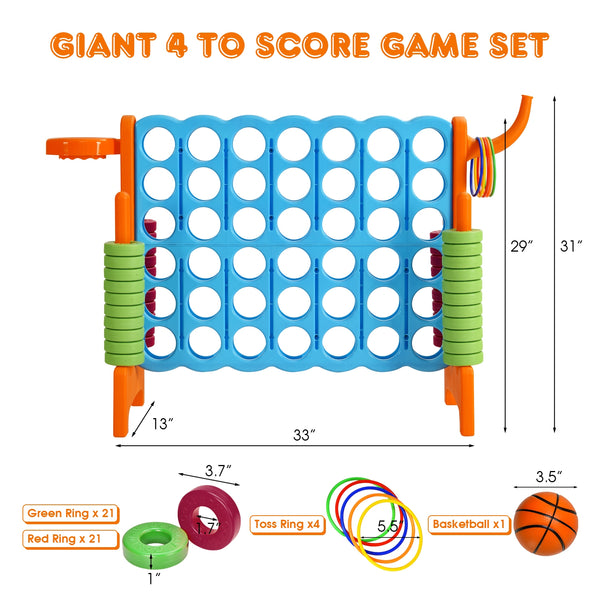 2.5Ft 4-to-Score Giant Game Set - Weather-Resistant for Kids - Outdoor Play