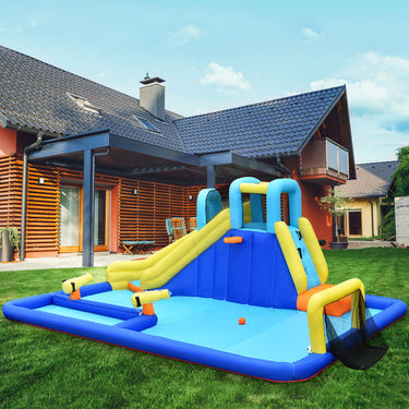6-in-1 Inflatable Water Slide Jumping House without Blower for Kids with Blower