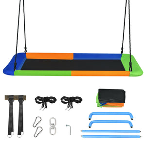 60 Inches Platform Tree Swing Outdoor with  2 Hanging Straps for Infants