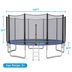 8/10/12/14/15/16 Feet Outdoor Trampoline Bounce Combo with Safety Closure Net Ladder